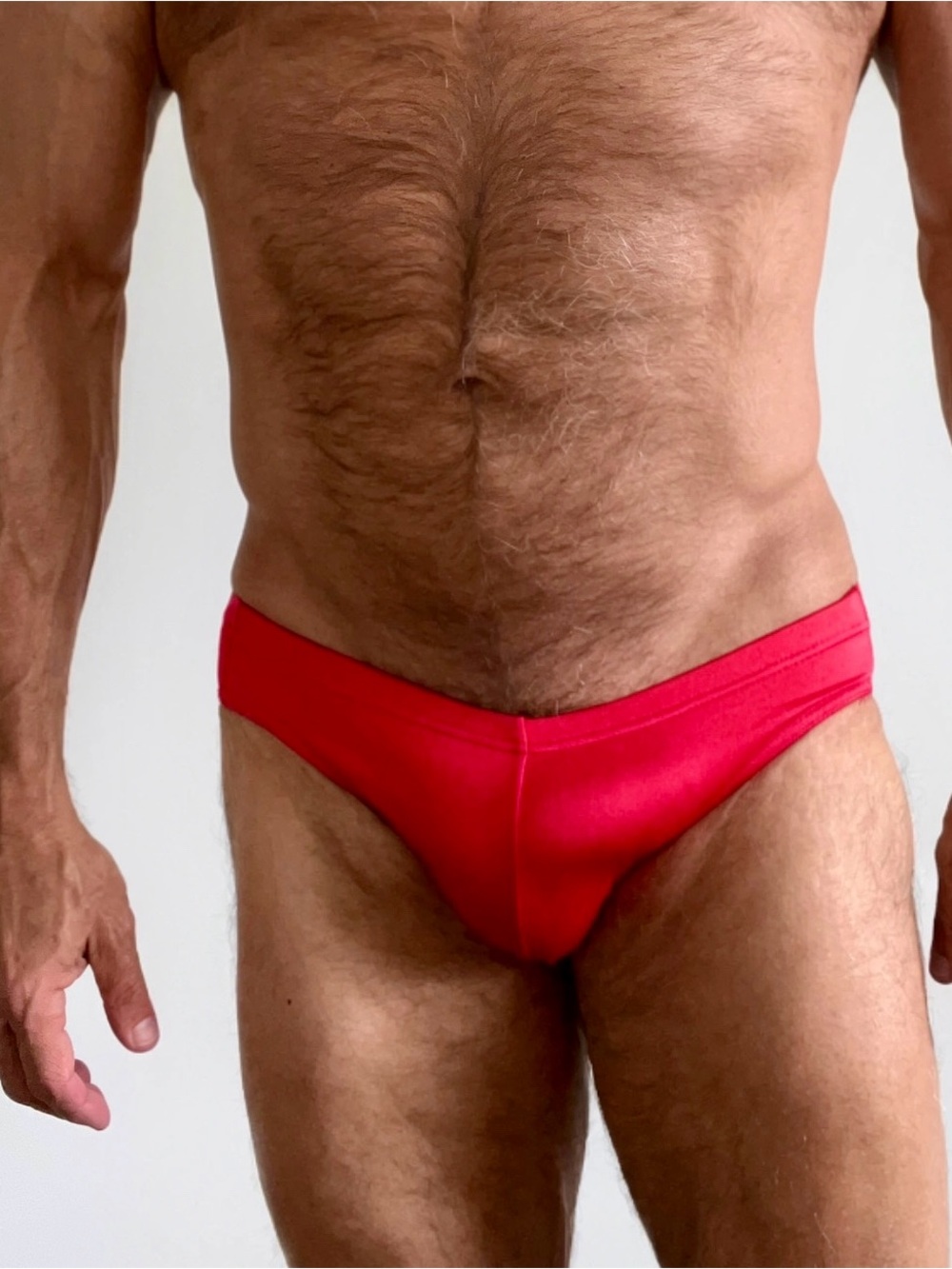 Men's Red Swim Trunks – Sleek Low-Rise Swim Briefs by BriefFest